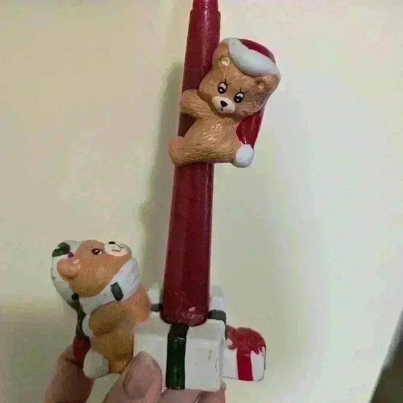 Vintage Christmas candle climber teddy bear set - Picture 6 of 6